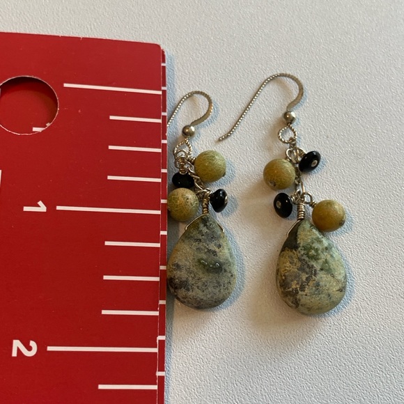 Rainforest Rhyolite earrings. Attracts positive change and connection to earth. - Picture 3 of 8